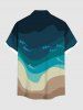 Plus Size Beach Sea Sharks Dolphin Print Buttons Pocket Hawaii Shirt For Men -  