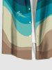 Plus Size Beach Sea Sharks Dolphin Print Buttons Pocket Hawaii Shirt For Men -  