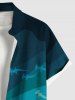 Plus Size Beach Sea Sharks Dolphin Print Buttons Pocket Hawaii Shirt For Men -  