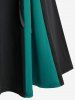 Halloween Vampire Costume Gothic Lace Up Two Tone Godet Hem Midi A Line Victorian Walking Skirt -  