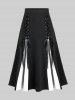 Costume de vampire d'Halloween gothique à lacets, jupe de marche victorienne mi-longue à ourlet godet bicolore - Blanc L | US 12
