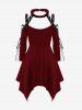 Gothic Choker Lace Up Cutout Handkerchief Dress -  