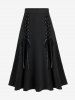 Halloween Vampire Costume Gothic Lace Up Two Tone Godet Hem Midi A Line Victorian Walking Skirt -  