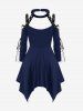 Gothic Choker Lace Up Cutout Handkerchief Dress -  