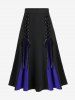 Jupe Mi-Longue D'Halloween Linge A Gothique Bicolore à Lacets - Bleu profond 1X | US 14-16