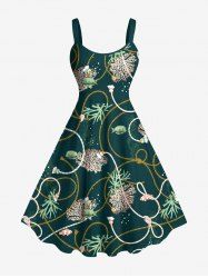 Robe débardeur trapèze grande taille à imprimé corail, plantes, poissons et cordes, motif créatures marines d'Hawaï - Vert profond 4X
