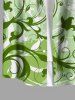 Tenue de plage hawaïenne assortie grande taille à imprimé feuilles et branches courbes pour couples - Vert 