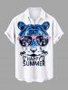Coconut Tree Letter Tie Dye Tiger Sunglasses Print Plus Size Matching Hawaii Beach Outfit For Couples -  