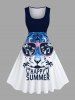 Coconut Tree Letter Tie Dye Tiger Sunglasses Print Plus Size Matching Hawaii Beach Outfit For Couples -  
