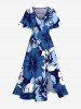 Tropical Hibiscus Flower Print Plus Size Matching Hawaii Beach Outfit For Couples -  
