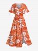 Tropical Leaf Hibiscus Flower Print Plus Size Matching Hawaii Beach Outfit For Couples -  