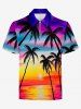 Plus Size Coconut Tree Ombre Sky Sun Print Hawaii Polo Shirt For Men -  