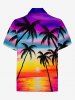 Plus Size Coconut Tree Ombre Sky Sun Print Hawaii Polo Shirt For Men -  