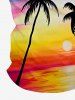 Plus Size Coconut Tree Ombre Sky Sun Print Hawaii Polo Shirt For Men -  
