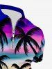 Plus Size Coconut Tree Ombre Sky Sun Print Hawaii Polo Shirt For Men -  