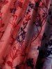 Plus Size Tie Dye Print Flowers Flocking Mesh Ruffles Ruched Twist Cold Shoulder T-shirt -  