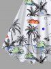 Plus Size Coconut Tree Sea Cloud Print Hawaii A Line Tank Dress -  