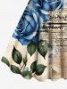 Plus Size Rose Flower Distressed Newspapaer Print Valentines A Line Tank Dress -  