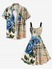 Plus Size Rose Flower Distressed Newspapaer Print Valentines A Line Tank Dress -  