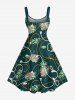 Robe débardeur trapèze grande taille à imprimé corail, plantes, poissons et cordes, motif créatures marines d'Hawaï - Vert profond 4X