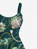 Robe débardeur trapèze grande taille à imprimé corail, plantes, poissons et cordes, motif créatures marines d'Hawaï - Vert profond 5X