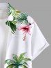 Plus Size Coconut Tree Sea Mountain Tropical Leaves Floral Printe Hawaii Button Pocket Shirt For Men -  