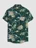 Chemise à poches boutonnées grande taille pour homme, imprimée de coraux, de plantes, de poissons et de cordes, avec des créatures marines d'Hawaï. - Noir 4XL