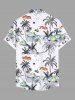 Plus Size Coconut Tree Sea Cloud Print Hawaii Button Pocket Shirt For Men -  