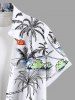 Plus Size Coconut Tree Sea Cloud Print Hawaii Button Pocket Shirt For Men -  