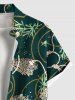 Chemise à poches boutonnées grande taille pour homme, imprimée de coraux, de plantes, de poissons et de cordes, avec des créatures marines d'Hawaï. - Noir 4XL