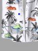 Plus Size Coconut Tree Sea Cloud Print Hawaii Button Pocket Shirt For Men -  
