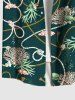 Chemise à poches boutonnées grande taille pour homme, imprimée de coraux, de plantes, de poissons et de cordes, avec des créatures marines d'Hawaï. - Noir 4XL