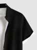 Plus Size Tropical Leave Branch Floral Print Hawaii Button Pocket Shirt For Men -  