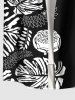 Plus Size Tropical Leave Branch Floral Print Hawaii Button Pocket Shirt For Men -  