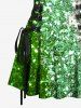 Robe de Couverture Brillante Ligne A Bicolore Imprimée à Paillettes - Vert XXL
