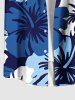 Plus Size Tropical Hibiscus Flower Print Buttons Pocket Hawaii Shirt For Men -  