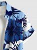 Chemise Décontractée Fleur D'Hibiscus et Poche de Grande Taille avec Boutons - Bleu 6XL