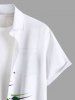 Plus Size Daisy Flowers Leaf Colorblock Print Buttons Pocket Hawaii Shirt For Men -  
