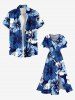 Plus Size Tropical Hibiscus Flower Print Split Hawaii Midi Dress -  