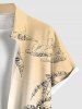 Chemise Imprimé Cocotier et Paysage Marin à Boutons Grande Taille avec Poche - café lumière 2XL