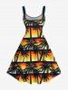 Plus Size Coconut Tree Ombre Colorblock Sky Print Hawaii Tank Dress -  