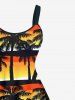 Plus Size Coconut Tree Ombre Colorblock Sky Print Hawaii Tank Dress -  
