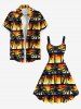 Plus Size Coconut Tree Ombre Colorblock Sky Print Hawaii Tank Dress -  