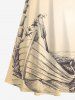 Plus Size Coconut Tree Cloud Boat Seascape Print Cold Shoulder Crisscross Hawaii Maxi Dress -  