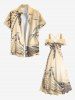Plus Size Coconut Tree Cloud Boat Seascape Print Cold Shoulder Crisscross Hawaii Maxi Dress -  