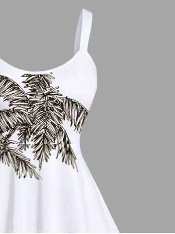 Plus Size Coconut Tree Sea Car Print Hawaii Two Tone A Line Tank Dress