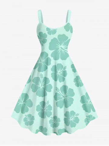 Robe Débardeur Hawaïen Fleur D'Hibiscus Imprimée de Grande Taille