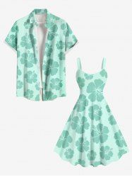 Tenue Grande Taille pour la Plage Jointif Petites Fleurs D'Hibiscus - Vert clair 