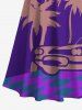 Plus Size Coconut Tree Car Geometric Colorblock Print Hawaii Cold Shoulder Crisscross A Line Maxi Dress -  