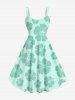 Tenue Grande Taille pour la Plage Jointif Petites Fleurs D'Hibiscus - Vert clair 